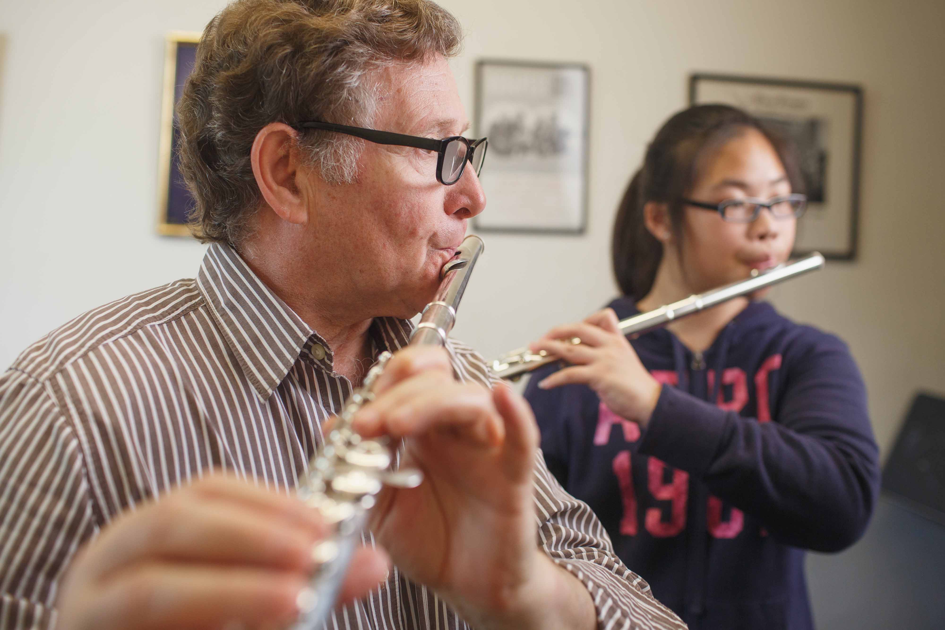 Teacher and student during a flute lesson