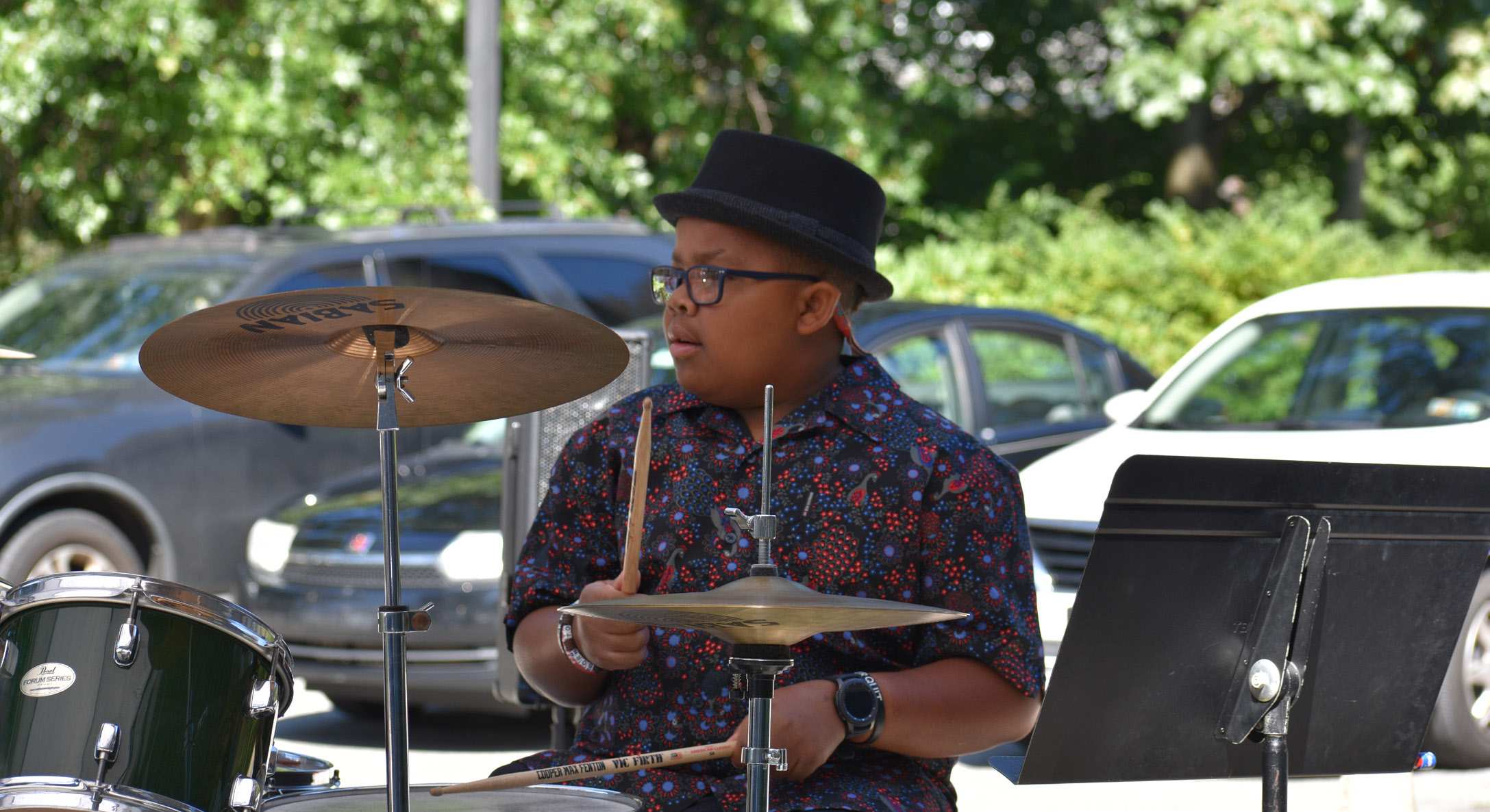 Cooper Fenton of Settlement Music School's Wynnefield Branch performs during a Spring Open House
