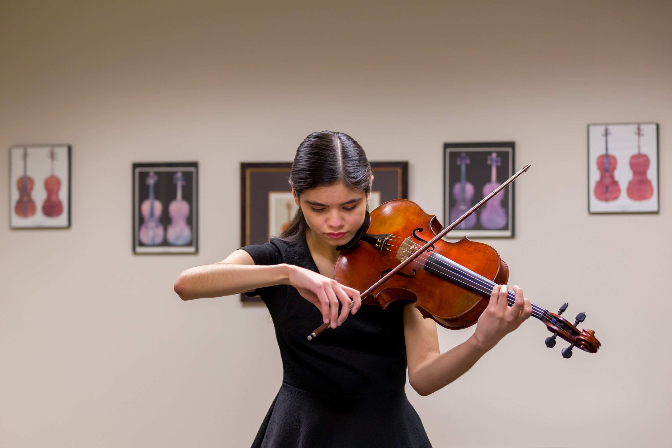 An Advanced Study student rehearses before the Advanced Study Concert.